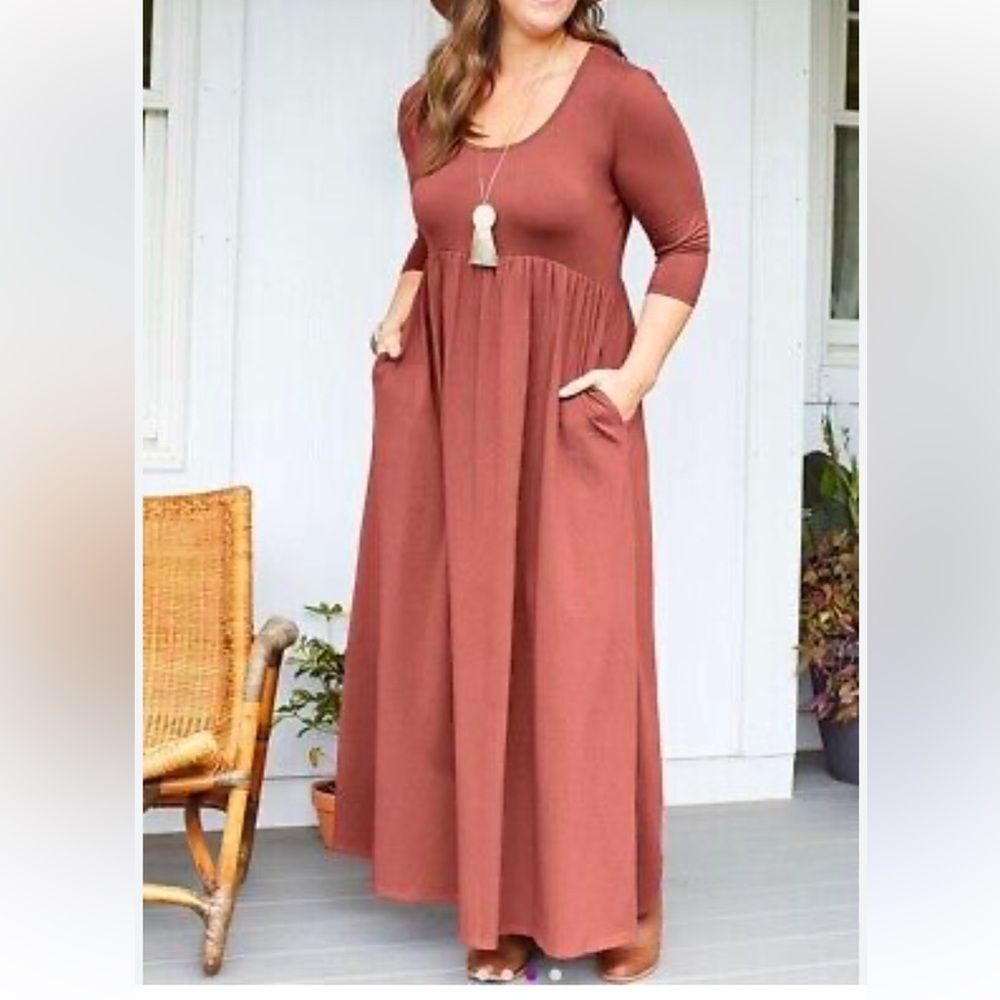 Women's Mauve Matilda Jane Dress size XXL pockets knit maxi country drive
